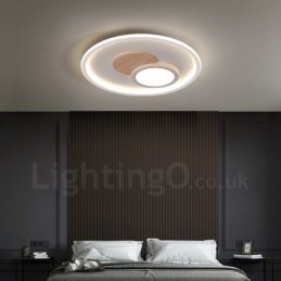 مصابيح سقف دائرية قابلة للتعتيم مصنوعة من الخشب بتصميم عصري معاصر على الطراز الاسكندنافي مع جهاز تحكم عن بعد ويمكن استخدامها أيضًا كإضاءة حائط