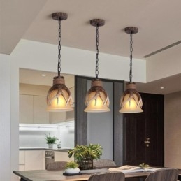 مصباح معلق عتيق بتصميم فني ريفي من نوع One Light مع غطاء زجاجي