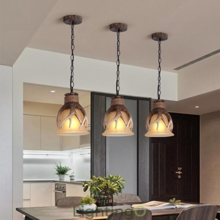 مصباح معلق عتيق بتصميم فني ريفي من نوع One Light مع غطاء زجاجي مصباح معلق عتيق بتصميم فني ريفي من نوع One Light مع غطاء زجاجي