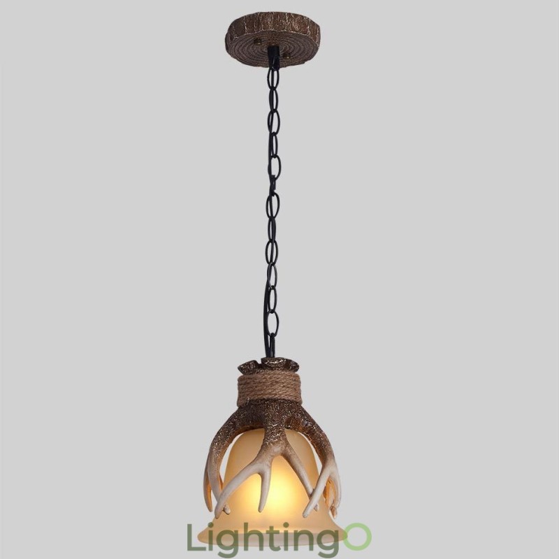 مصباح معلق عتيق بتصميم فني ريفي من نوع One Light مع غطاء زجاجي