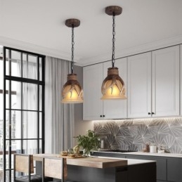 مصباح معلق عتيق بتصميم فني ريفي من نوع One Light مع غطاء زجاجي