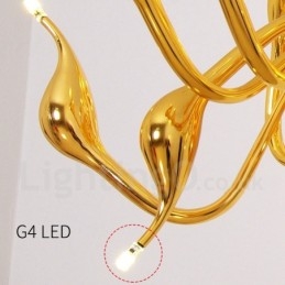 ثريا سوان الحديثة ذات 24 مصباحًا مطلية بالذهب G4