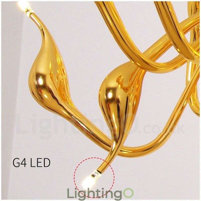 ثريا سوان الحديثة ذات 24 مصباحًا مطلية بالذهب G4