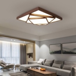 مصباح سقف خشبي مربع من 3 طبقات مصنوع من خشب الجوز الأسود بتصميم عصري معاصر على الطراز الاسكندنافي، ويمكن استخدامه أيضًا كإضاءة حائط