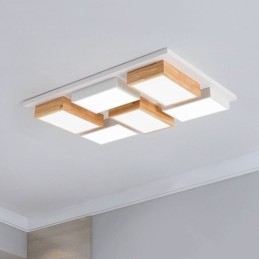 مصباح سقف أكريليك حديث بتصميم هندسي خشبي
