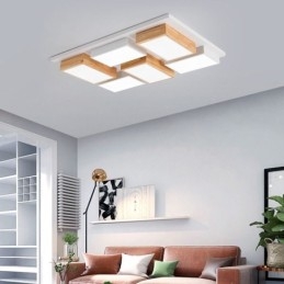 مصباح سقف أكريليك حديث بتصميم هندسي خشبي