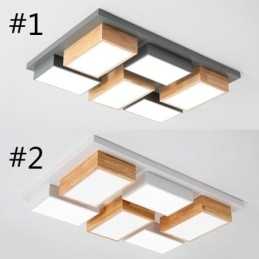 مصباح سقف أكريليك حديث بتصميم هندسي خشبي