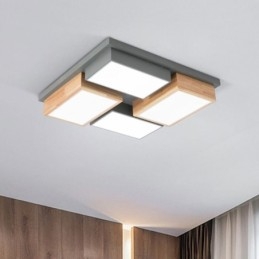 مصباح سقف حديث بتصميم هندسي خشبي