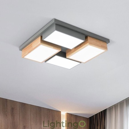 مصباح سقف حديث بتصميم هندسي خشبي مصباح سقف حديث بتصميم هندسي خشبي