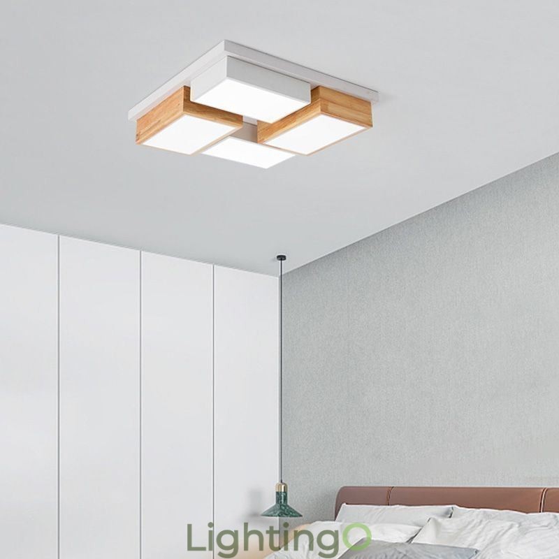 مصباح سقف حديث بتصميم هندسي خشبي