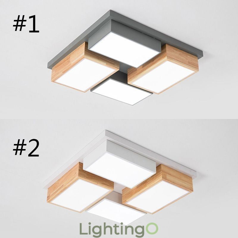 مصباح سقف حديث بتصميم هندسي خشبي