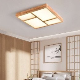 مصباح سقف ياباني من الأكريليك بتصميم هندسي خشبي