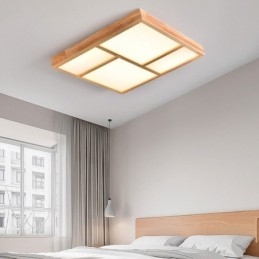 مصباح سقف ياباني من الأكريليك بتصميم هندسي خشبي
