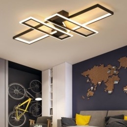 مصباح سقف حديث بأربعة مصابيح، بتصميم هندسي خطي مزخرف