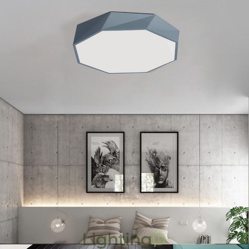 مصباح سقف حديث بتصميم ثماني الأضلاع خاص، رفيع للغاية، مزود بإضاءة