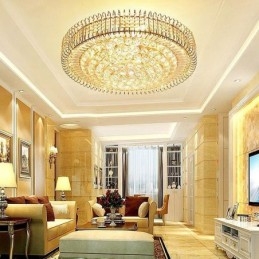 مصباح سقف كريستالي دائري على الطراز الأوروبي مثبت على السطح