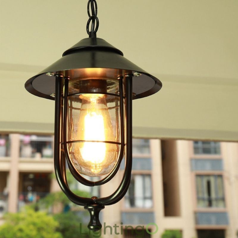 مصباح خارجي أمريكي عتيق مقاوم للماء على شكل قفص طيور مصباح معلق للحديقة