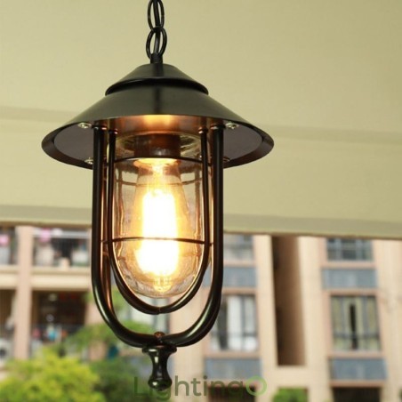 مصباح خارجي أمريكي عتيق مقاوم للماء على شكل قفص طيور مصباح معلق للحديقة