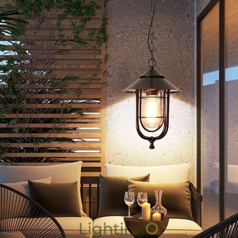 مصباح خارجي أمريكي عتيق مقاوم للماء على شكل قفص طيور مصباح معلق للحديقة