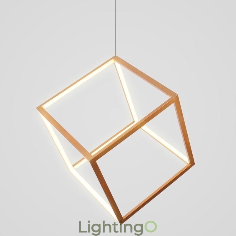مصباح معلق هندسي ذهبي بتصميم ما بعد الحداثة
