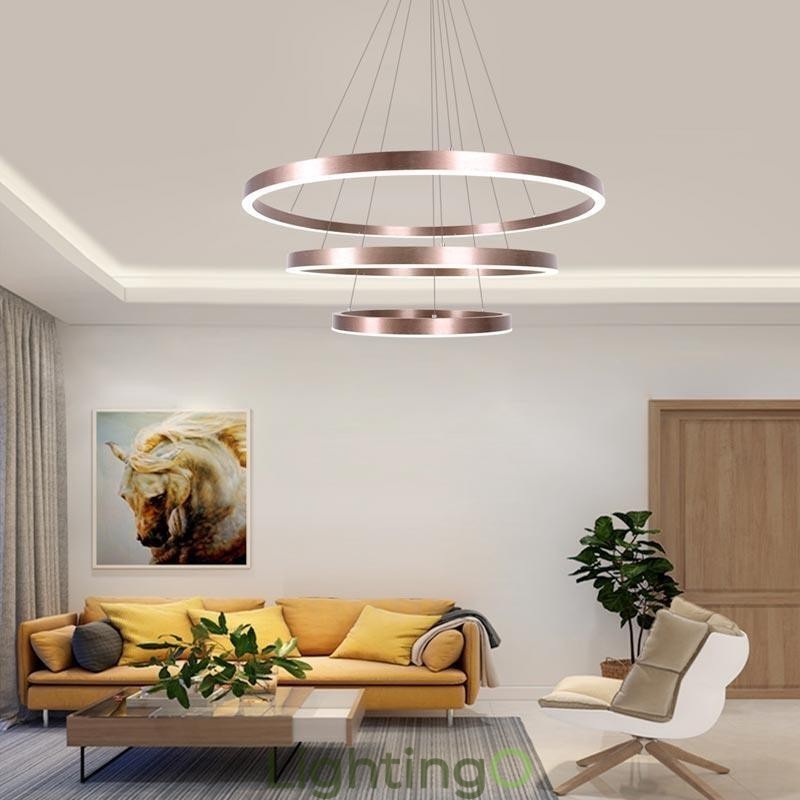 مصباح معلق بتصميم حرفي ثلاثي الحلقات 80+60+40 سم