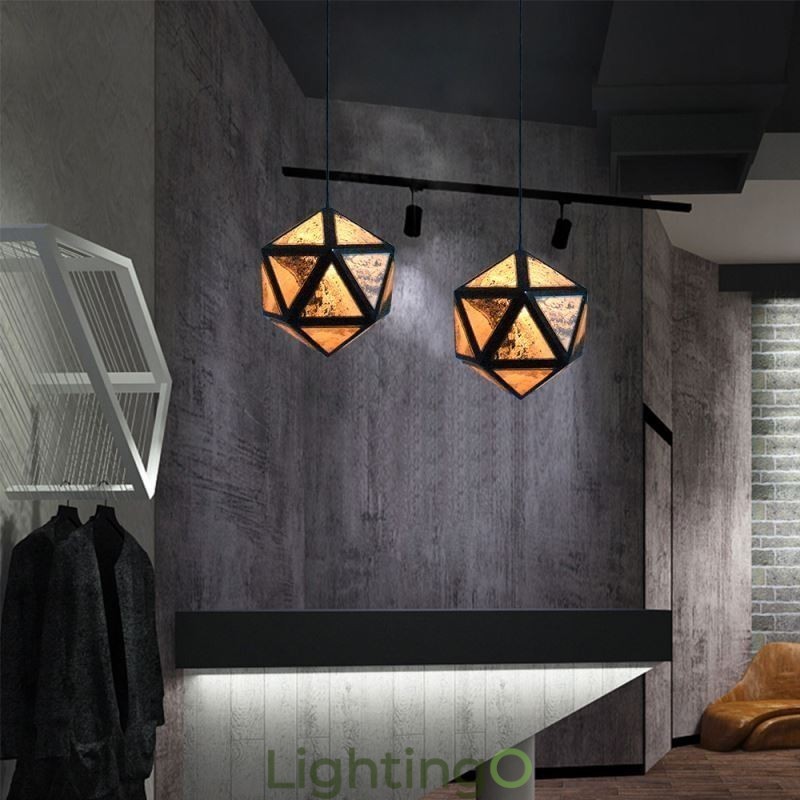 مصباح معلق هندسي على شكل ماسة بتصميم شفاف ثلاثي الأبعاد