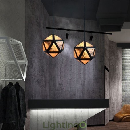مصباح معلق هندسي على شكل ماسة بتصميم شفاف ثلاثي الأبعاد مصباح معلق هندسي على شكل ماسة بتصميم شفاف ثلاثي الأبعاد