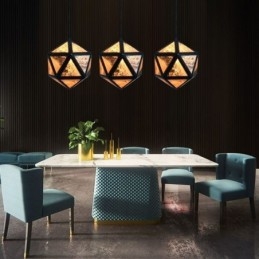 مصباح معلق هندسي على شكل ماسة بتصميم شفاف ثلاثي الأبعاد
