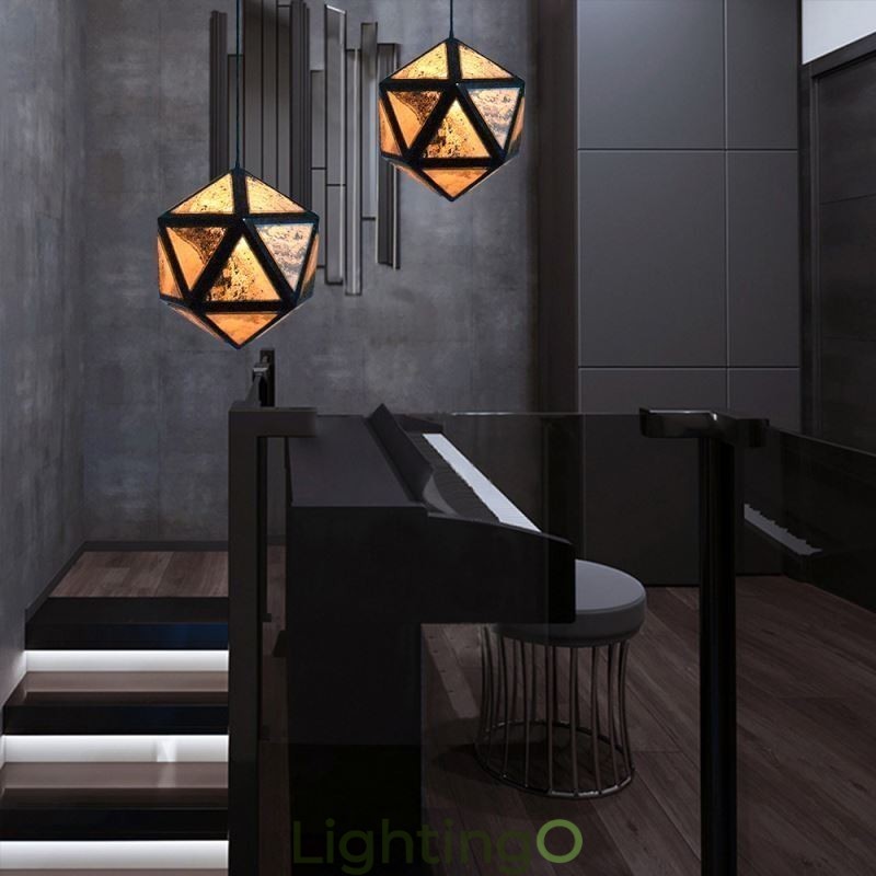 مصباح معلق هندسي على شكل ماسة بتصميم شفاف ثلاثي الأبعاد