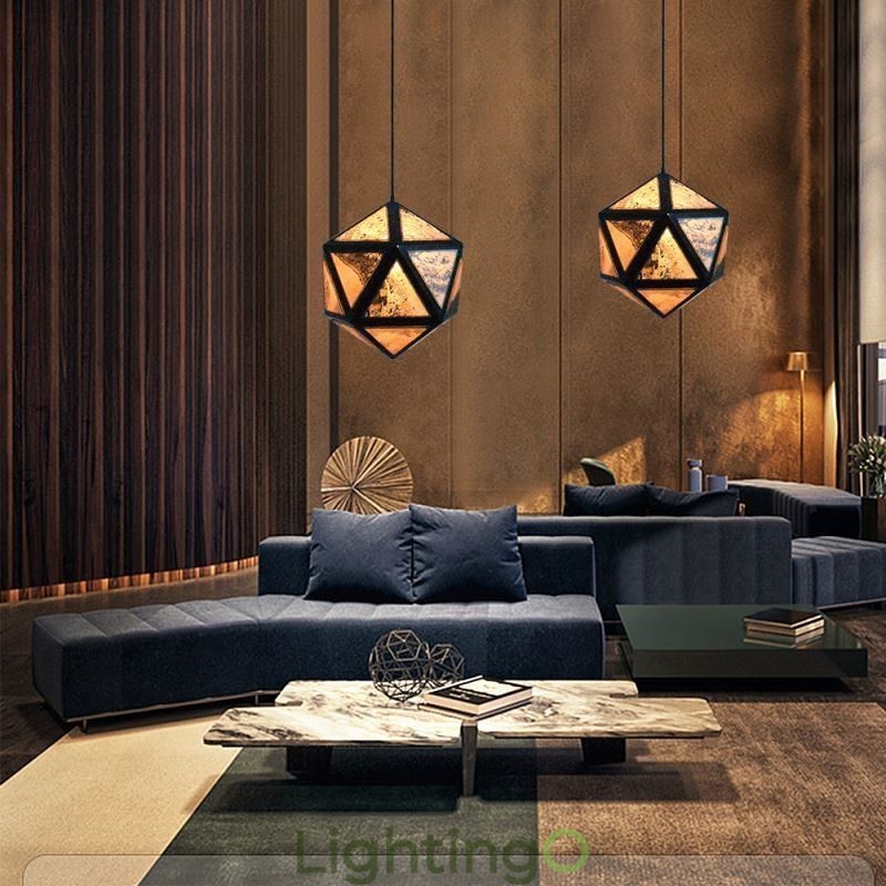 مصباح معلق هندسي على شكل ماسة بتصميم شفاف ثلاثي الأبعاد