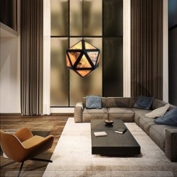 مصباح معلق هندسي على شكل ماسة بتصميم شفاف ثلاثي الأبعاد