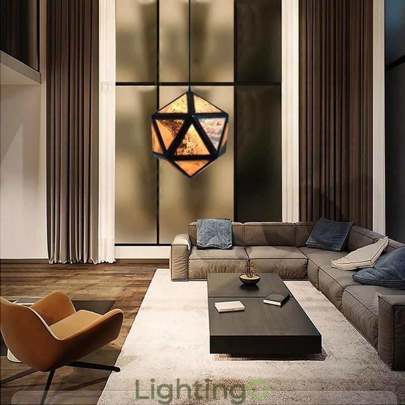 مصباح معلق هندسي على شكل ماسة بتصميم شفاف ثلاثي الأبعاد