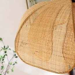 مصباح سقف من الروطان المنسوج يدويًا على شكل بتلات من طراز Wabi Sabi