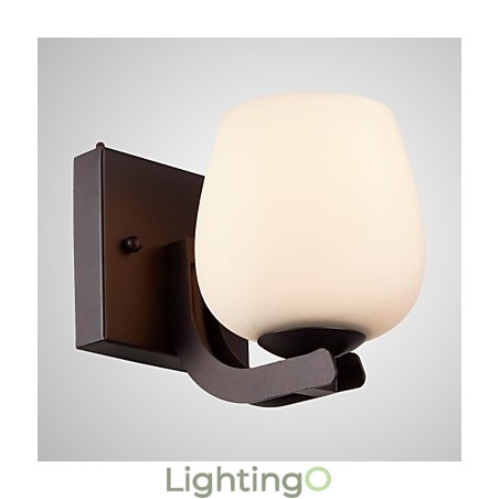 مصباح حائط حديدي مع غطاء زجاجي، إضاءة جدارية كلاسيكية حديثة