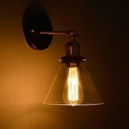 مصباح حائط ريترو مع غطاء زجاجي مزهر وحامل معدني