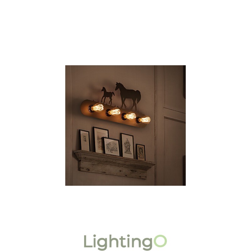 مصابيح حائط حديدية بتصميم ريفي على طراز LOFT لغرفة النوم في ممر قرية أمريكية، على شكل حصان بري عتيق، مع شحن مجاني