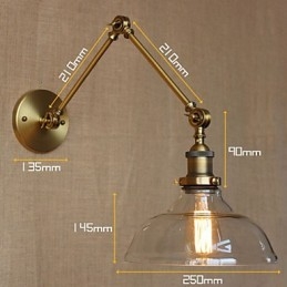 مصباح مصمم على طراز LOFT، مصباح حائط زخرفي حديث من الزجاج البرونزي للمقهى