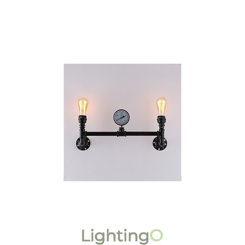 مصابيح حائطية صناعية عتيقة برأسين باللون الأسود، مصابيح إبداعية لتزيين المطاعم والمقاهي والحانات