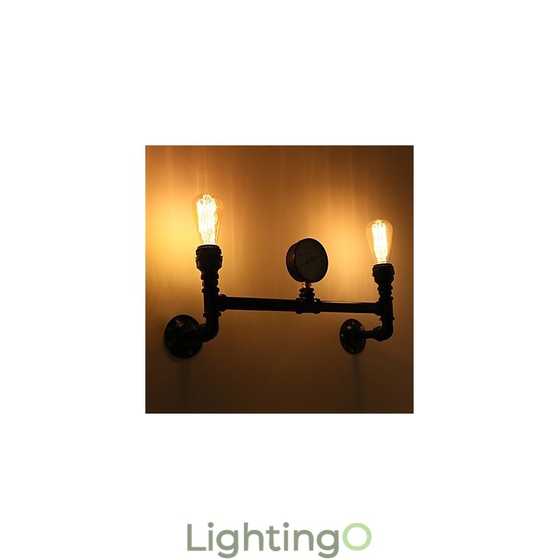 مصابيح حائطية صناعية عتيقة برأسين باللون الأسود، مصابيح إبداعية لتزيين المطاعم والمقاهي والحانات