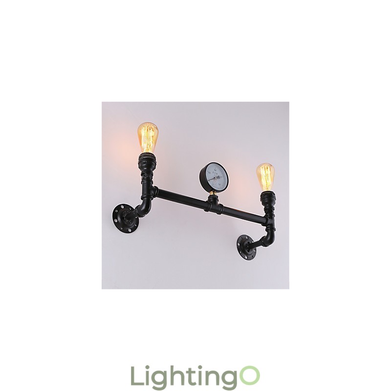 مصابيح حائطية صناعية عتيقة برأسين باللون الأسود، مصابيح إبداعية لتزيين المطاعم والمقاهي والحانات