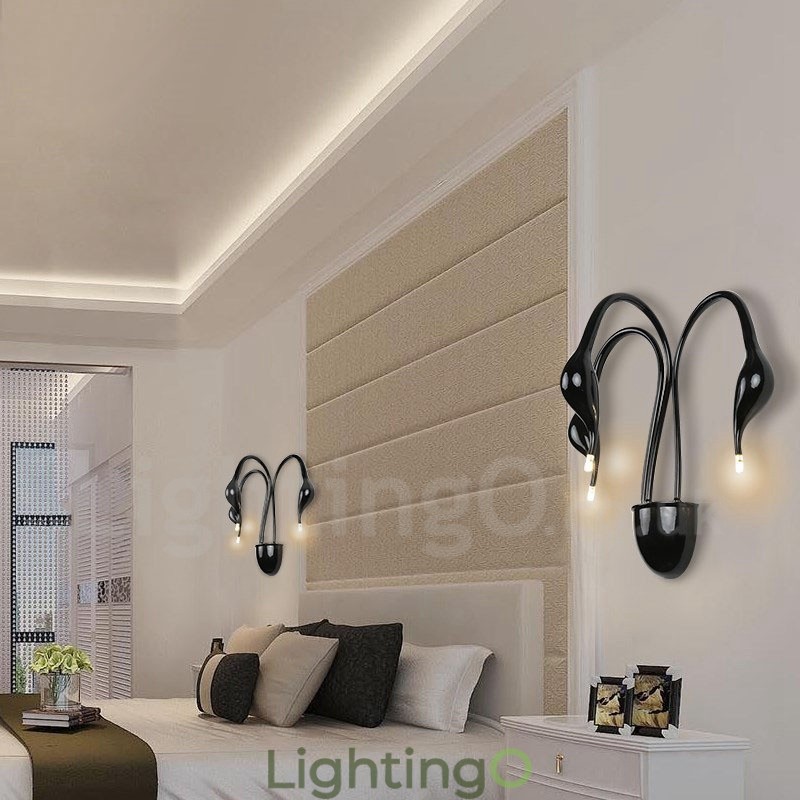 مصباح حائط بإضاءة محيطية متعددة الألوان بتصميم رأس البجعة، عصري ومعاصر