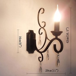 مصباح شمعة كريستالي حديدي بتصميم إبداعي، ديكور ممر، سلم، مصباح بجانب السرير، مصباح حائط