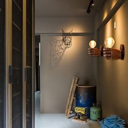 مصباح حائط مقهى صناعي علوي، مصباح حائط من الراتنج، تصميم عتيق، لوحة ريترو، ميزة الإضاءة المحيطة الصغيرة، مصابيح حائط، مصباح حائط