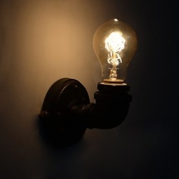 مصباح حائط زخرفي بسيط على شكل أنبوب حديد صناعي عتيق
