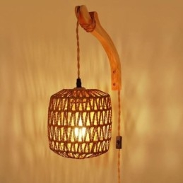 مصباح حائط أمريكي عتيق، حبل قنب 3 أمتار، خط تعليق، حبل ورقي، عاكس مصباح منسوج