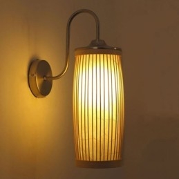 مصباح حائط بتصميم أسطوانة الخصر، مصباح حائطي إبداعي من الخيزران، بجانب السرير، إضاءة ريفية على السلالم