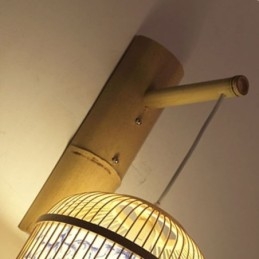 مصباح حائط بتصميم قفص مصنوع من الخيزران الإبداعي، مصباح حائطي معلق بجانب السرير