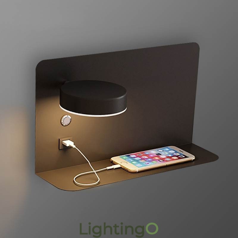 مصباح حائط دوار مع منفذ شحن USB