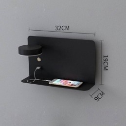 مصباح حائط دوار مع منفذ شحن USB