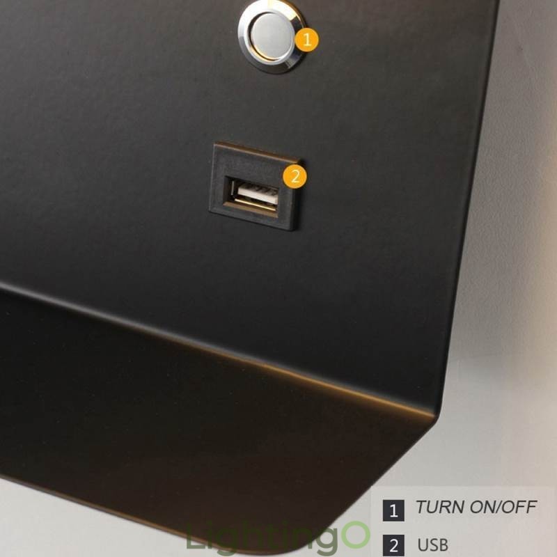 مصباح حائط دوار مع منفذ شحن USB
